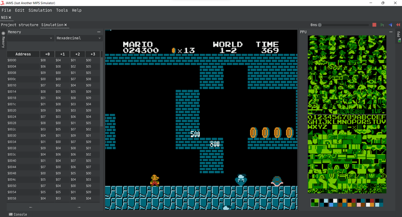Super Mario Bros running in NES4JAMS